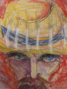 Detail: Study For "Portrait of Vincent Van Gogh (with Candles)". 2008. Chalk Pastels and Charcoal on Newsprint. 18" x 24".