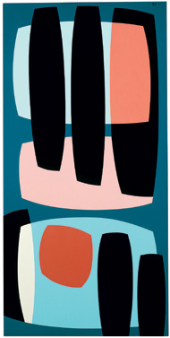 Karl Benjamin. Black Pillars. 1957. Oil on Canvas.