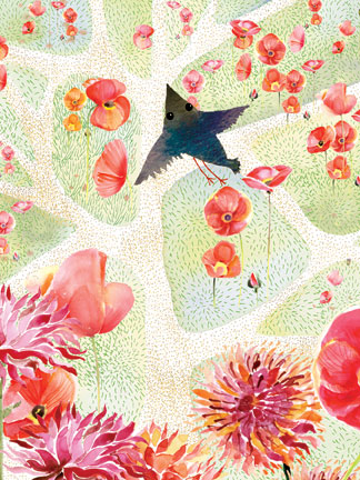 Masha D'Yans. Poppy Fields and Bird.