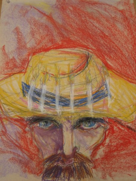 Study For "Portrait of Vincent Van Gogh (with Candles)". 2008. Chalk Pastels and Charcoal on Newsprint. 18" x 24".