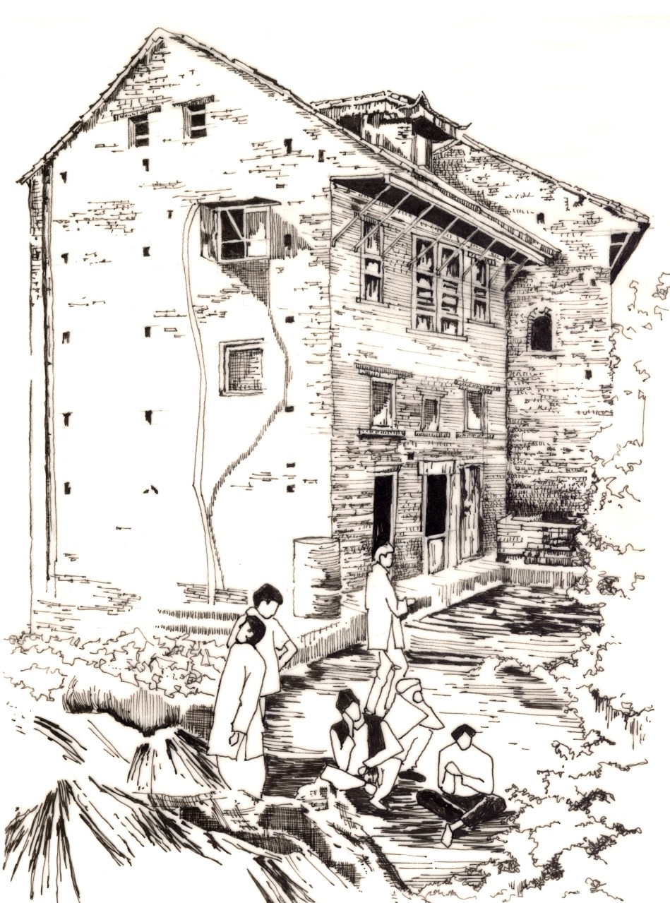 House, Kirtipur, Nepal. 1991. Pen and Ink
