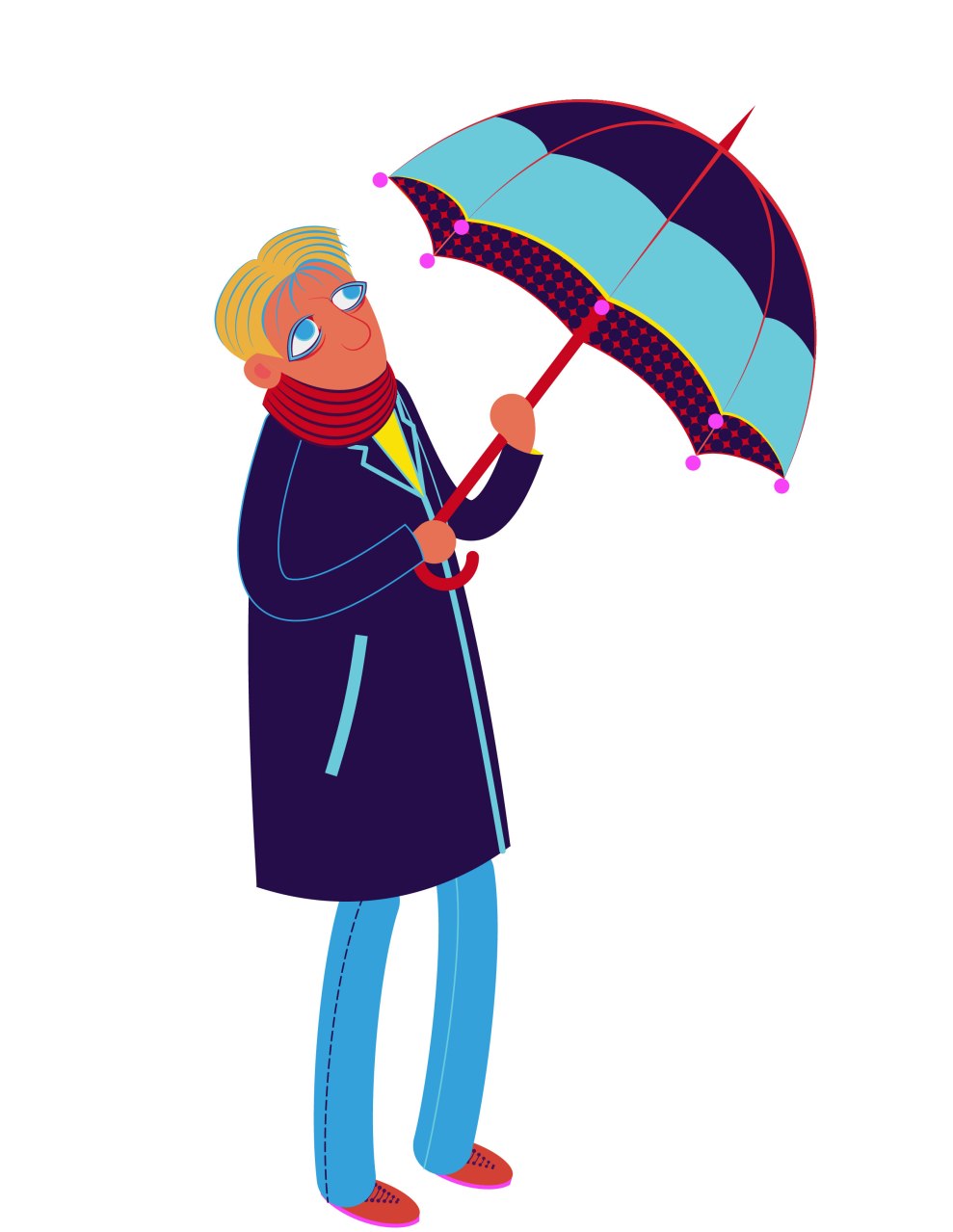 Aditi Raychoudhury. Tall Man With Umbrella. 2013. Adobe Illustrator.