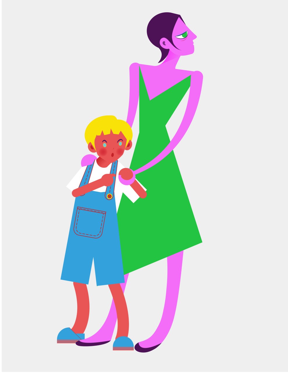 Aditi Raychoudhury. Blue Boy with Mamma. 2013. Adobe Illustrator.