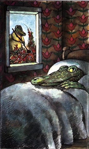 The Crocodile in the Bedroom. Arnold Lobel. 1980. Graphite, ink, and watercolor on paper. “Without a doubt, there is such a thing as too much order.”