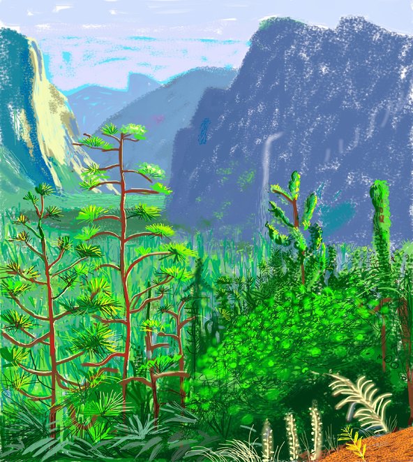 Yosemite I. David Hockney. October 16th, 2011. iPad drawing (Brushes App) 