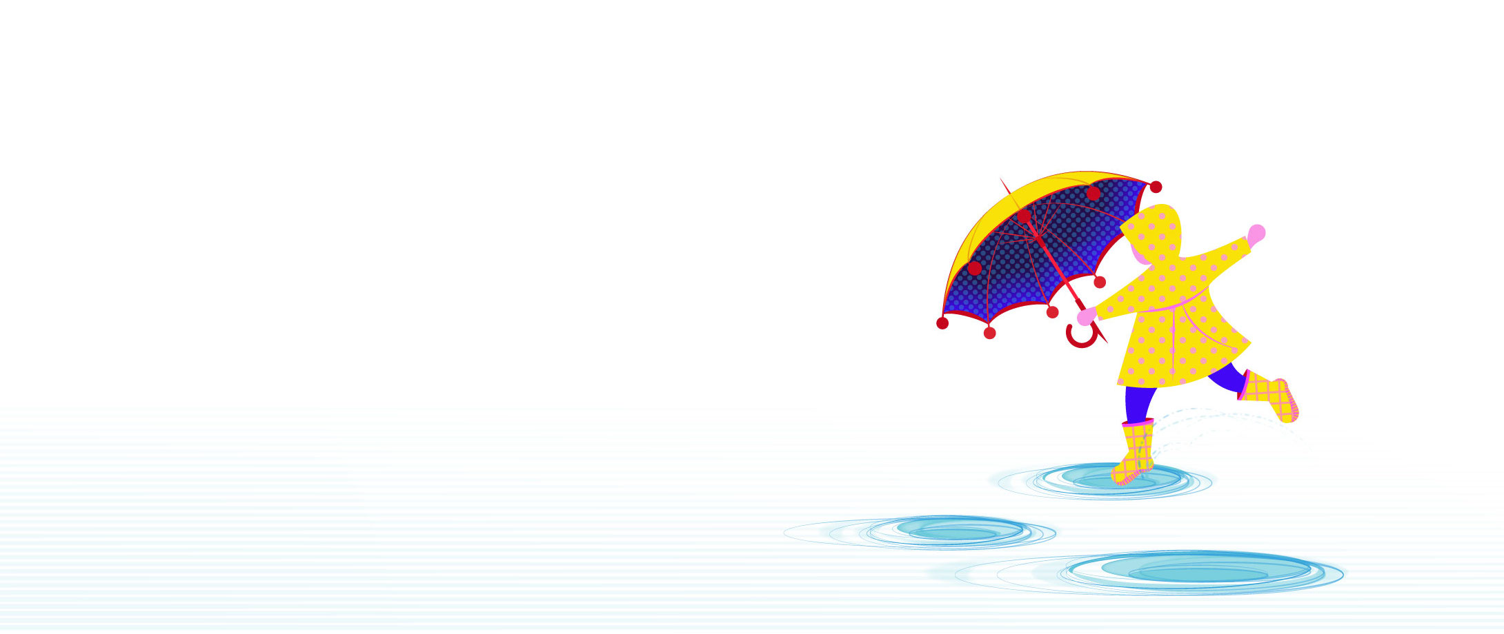 Aditi Raychoudhury. Rain! Rain, Come my way! I want to puddle hop ALL day! 2015. Adobe Illustrator.