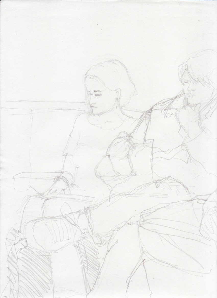 Aditi Raychoudhury. A Good Time to Read. 2000???. Pencil on Xerox Paper.