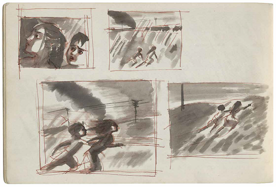 Satyajit Ray. The Iconic Train Scene. Watercolors.