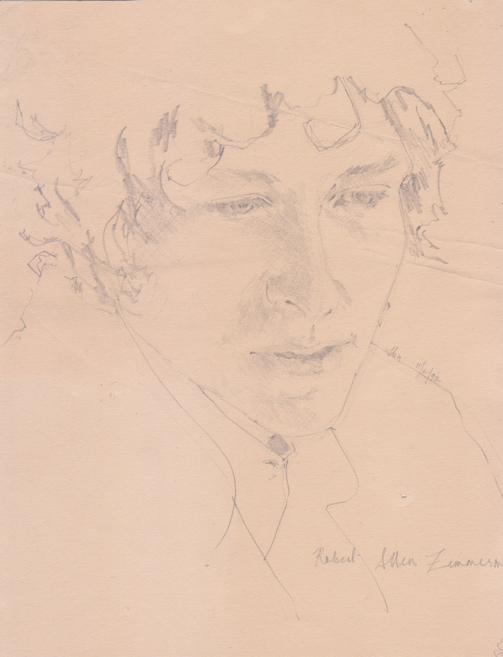 Aditi Raychoudhury. Bob Dylan. 1992. Pencil on Paper.