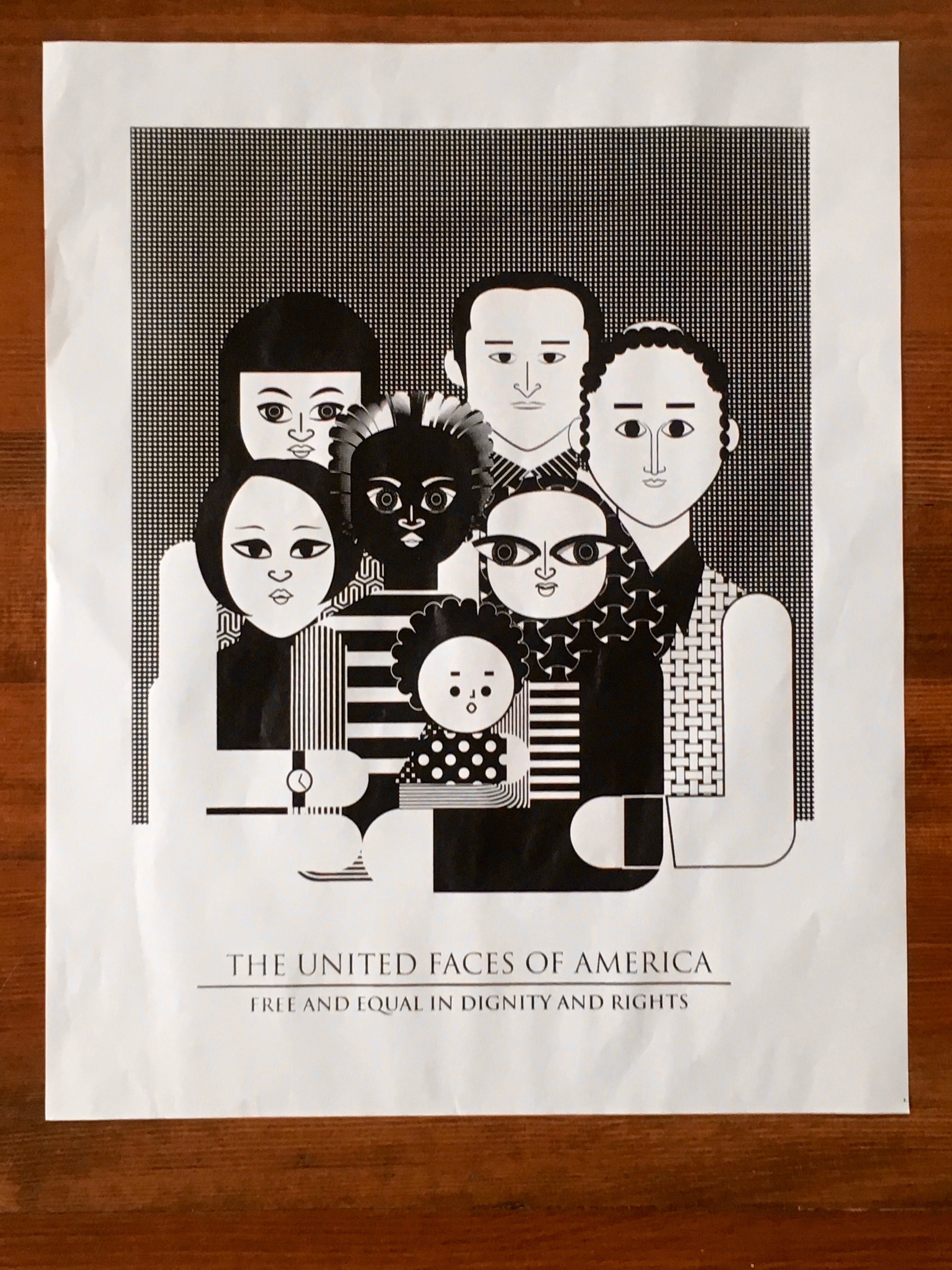 Aditi Raychoudhury. The United Faces of America. 2017. Screen print on newsprint.