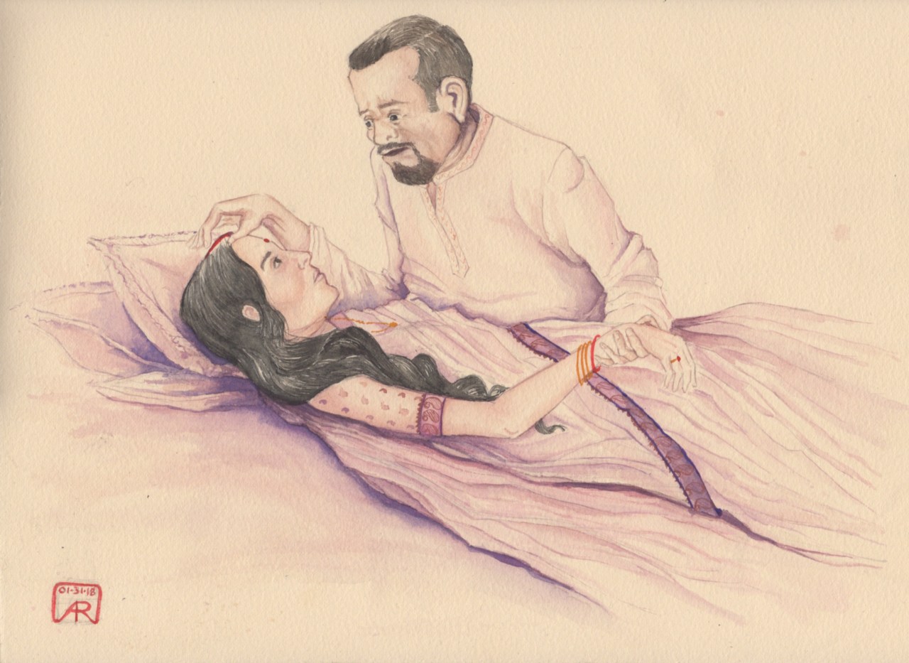 Aditi Raychoudhury. And he wept and he wept and he wept. 2018. Watercolors.