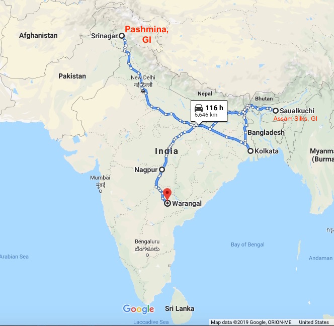 Map of places labels